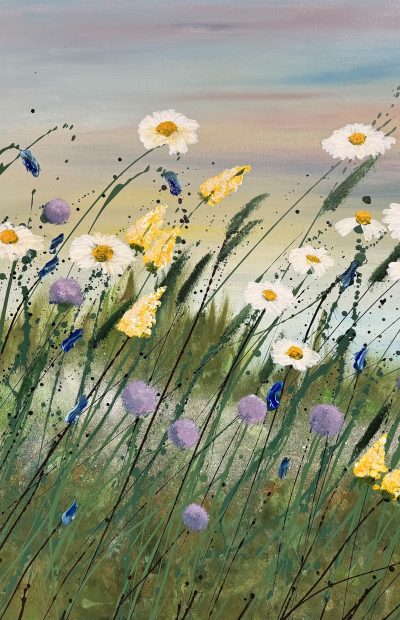 Marguerites, tableau, artiste peintre québécoise, artiste peintre, québécoise, Bromont, Montréal, Patricia copeland, copeland artiste, fleurs des champs, tableau de fleurs des champs, art, peinture, Canada, artiste contemporaine, artiste peintre,